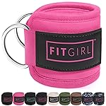 FITGIRL - Ankle Strap (Single) for Cable Machines and Resistance Bands, Work Out Cuff Attachment for Home & Gym, Glute Workouts - Kickbacks, Leg Extensions, Hip Abductors, Women Only (Pink, Single)