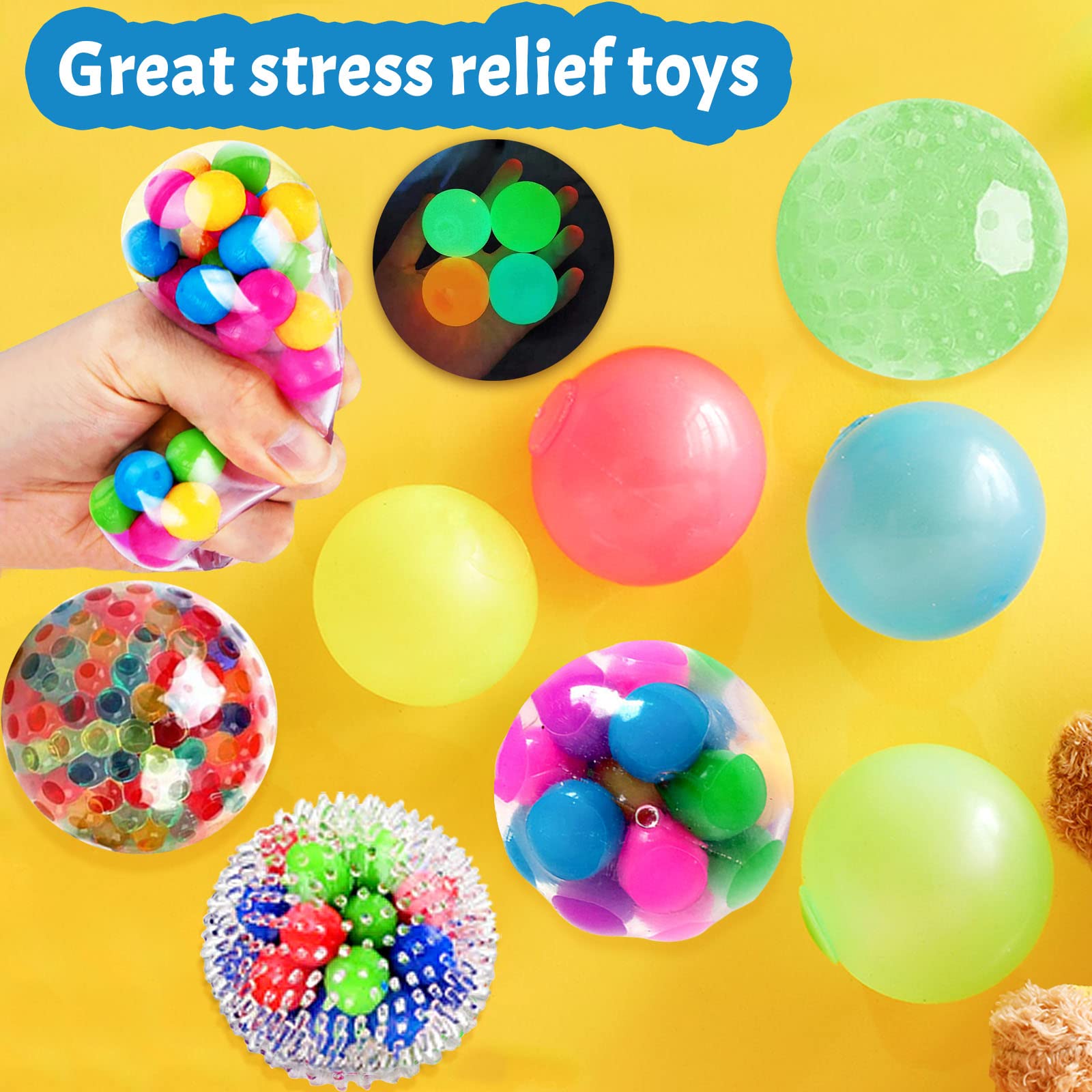 Squishy Stress Balls for Kids 8PCS Stress Ball Fidget Toy Squeeze Water Bead Sensory Ball
