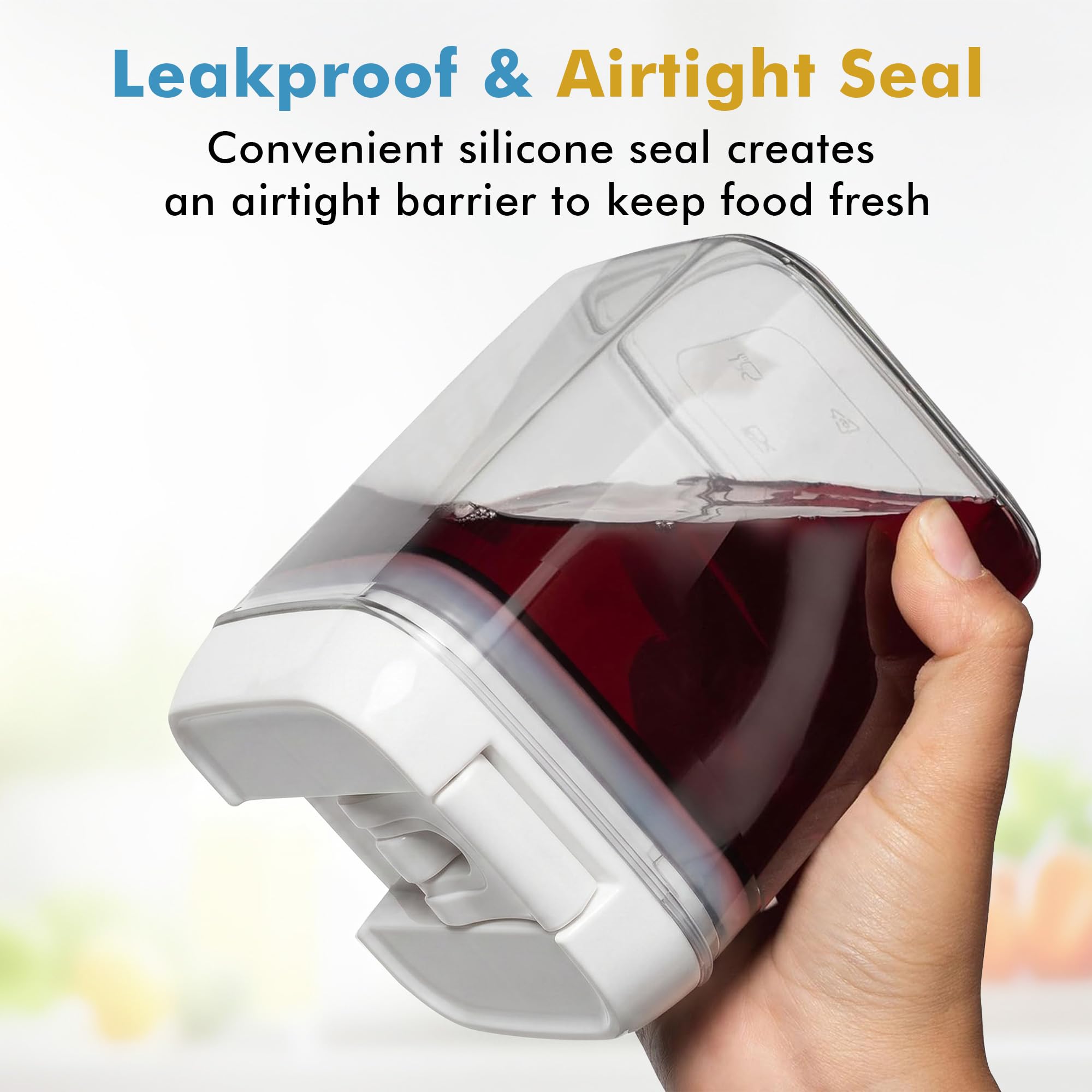 Shazo Juego de 6 mini recipientes herméticos + 6 cucharas, recipientes de plástico transparente duraderos para almacenamiento de alimentos con tapas, recipientes de despensa para armario de cocina