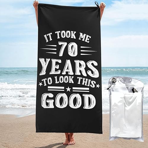 Toalla de playa de feliz cumpleaños 70 con toalla, toalla de playa de microfibra suave de 27.5 pulgadas, de secado rápido, absorbente, sin arena,