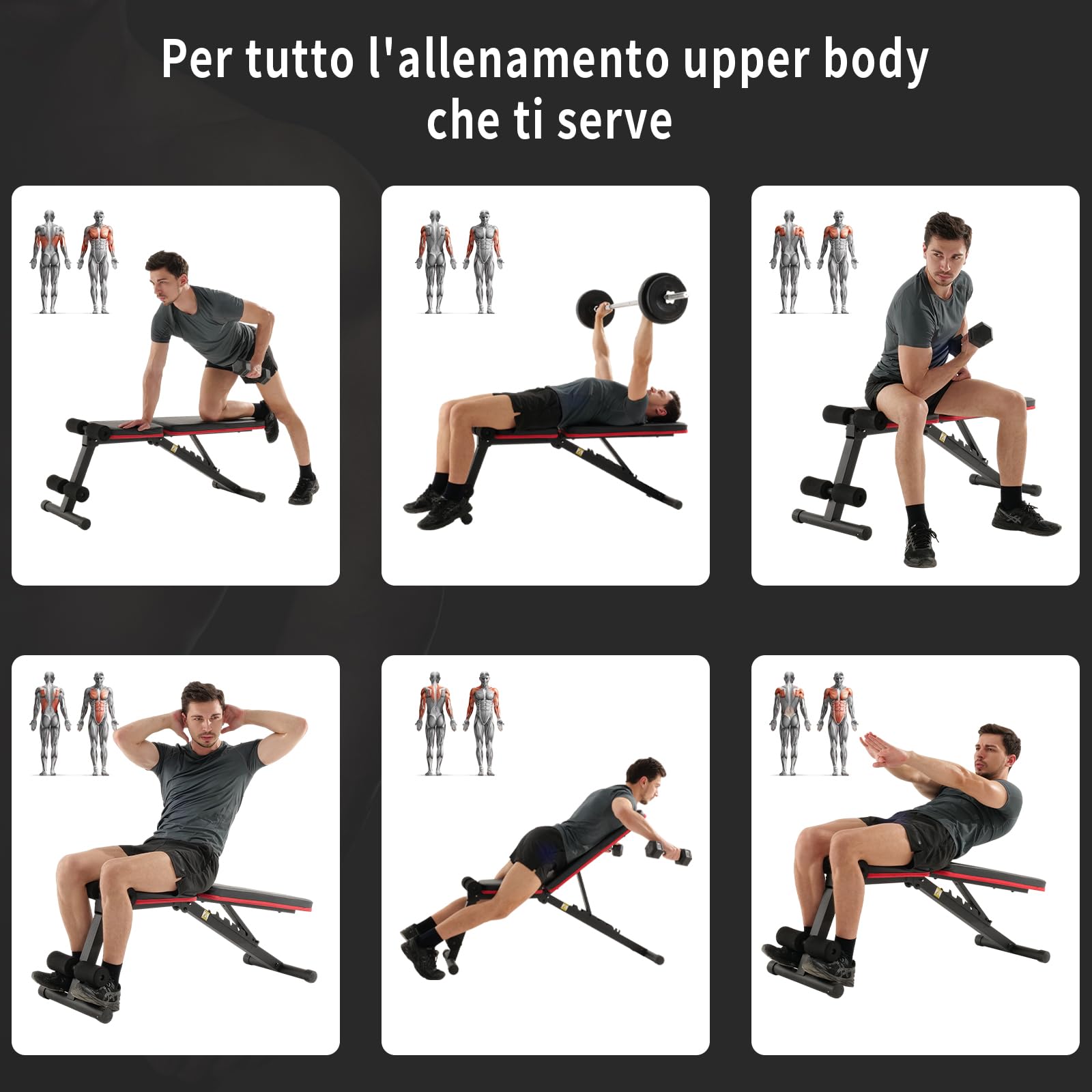 ISE Panca Multifunzione Palestra Casa, Panca Regolabile Panca Pesi Pieghevole Inclinata Fitness per Addominali Allenamento a Casa