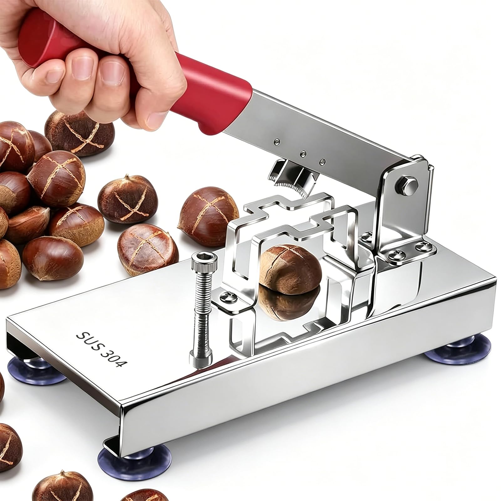 LYSDIANPU Chestnut Notching Machine, Adjustable Opening Depth, Upgraded 28cm Extended Lever For Chestnuts & Hazelnuts Manual Opening Adjustment Essential