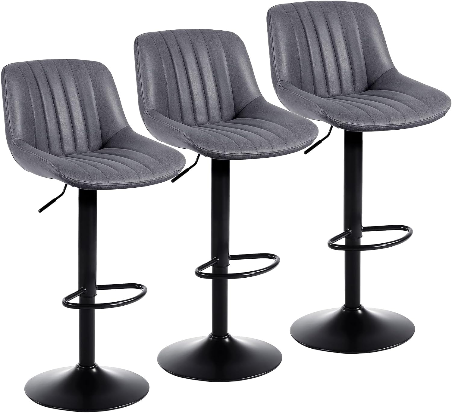Tabouret de bar pivotant pour îlot de cuisine lot de 3 chaises réglables avec dossier confortable