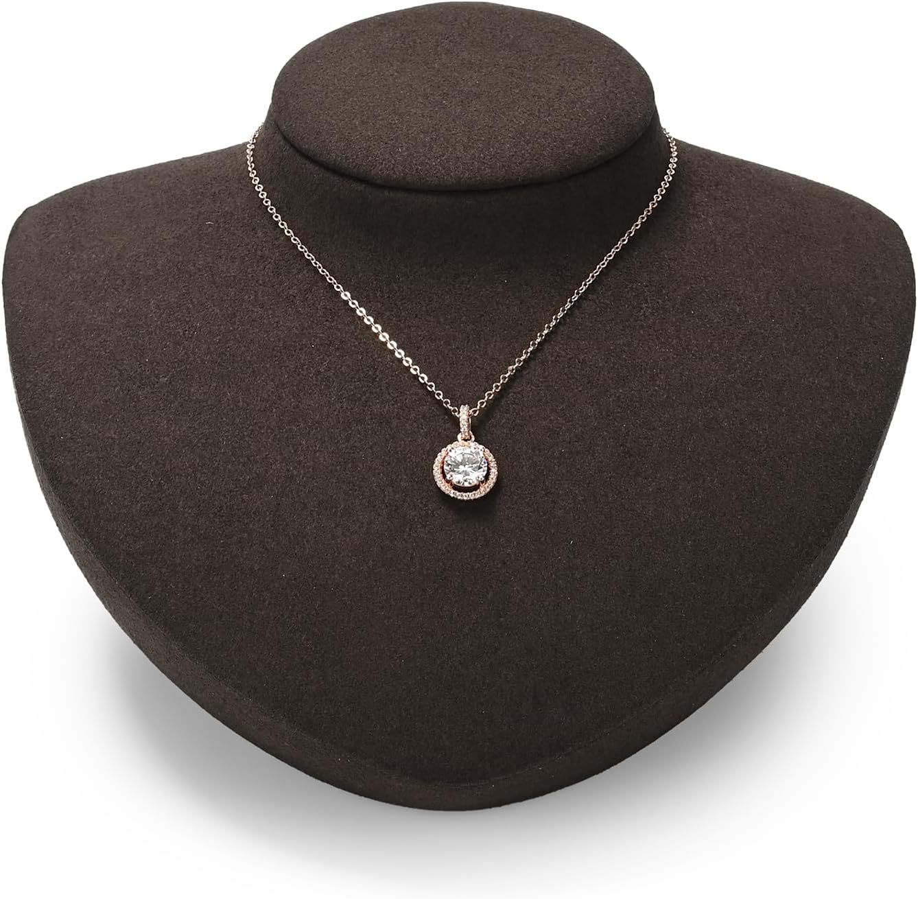 Microfiber Jewelry Bust Display Necklace Pendant Stand for Showcase (Brown)