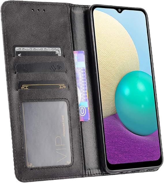 Compatible with Fujitsu Arrows We2 F-52E Cover,Magnetic Closure PU Leather Flip Stand Card Slots Wallet Phone Case Black