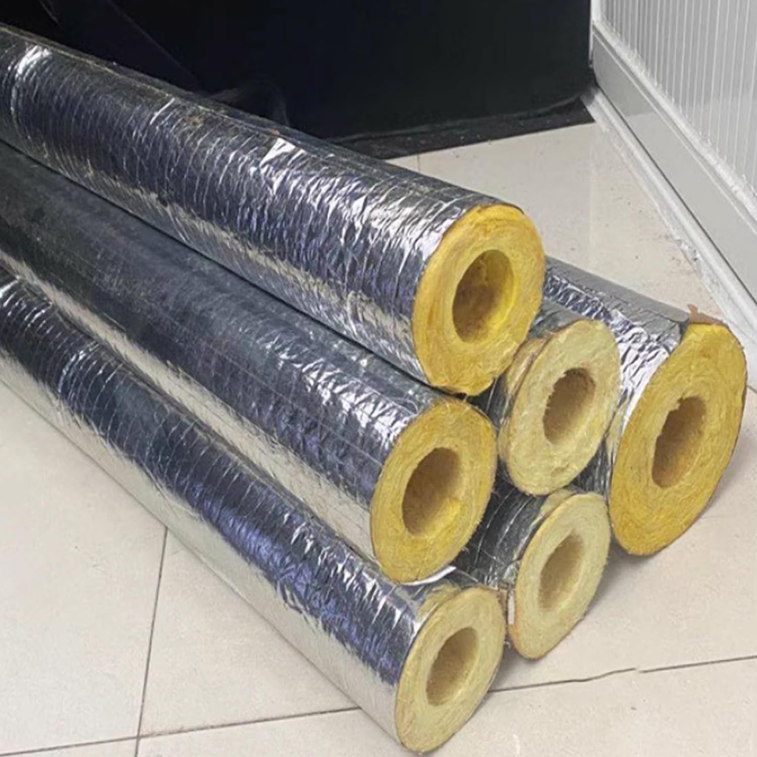 Rura z pianki izolacyjnej do rur, pianka samoprzylepna, rura z folii aluminiowej z wełny szklanej, redukcja hałasu, amortyzacja wstrząsów, średnica 219 mm, 50 mm TH