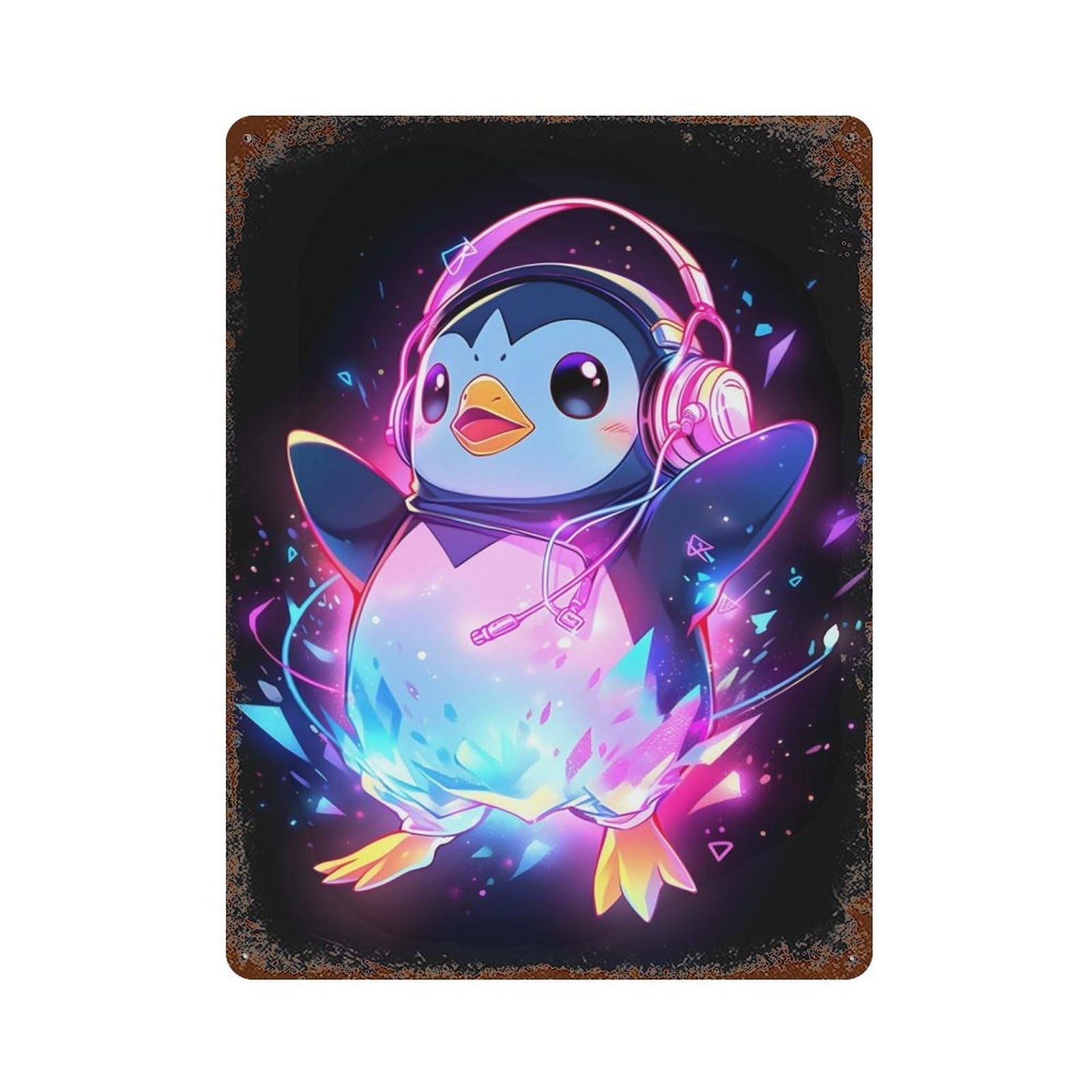 Epic Party Penguin Vintage Rust Metal Sign 15.7"x11.8", Classic Wall Plaque for Basement, Hobby Room And Garage Decor