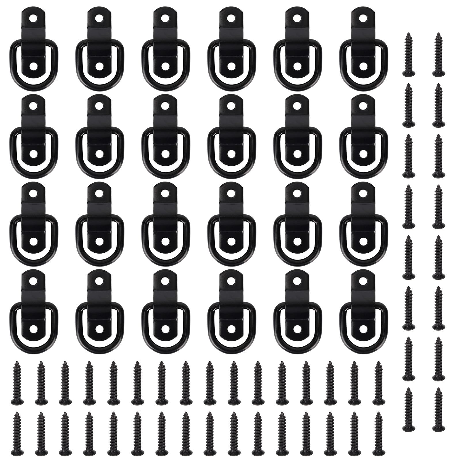 Gosknor 24pcs D Ring Tie Down Anchors, 1/4” Heavy Duty Trailer Hooks Set