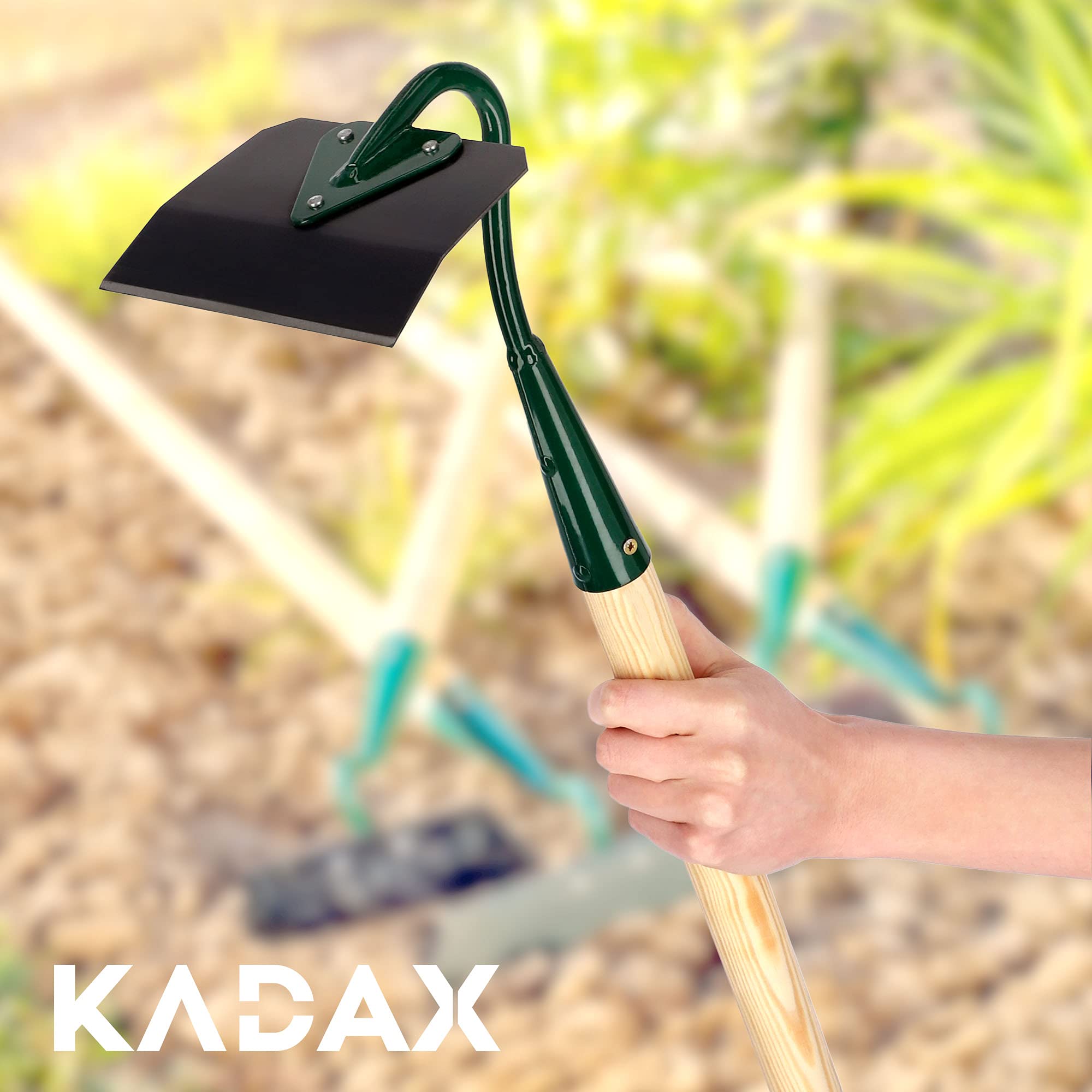 KADAX Bêche, Bêche de Jardin en métal, Bêche à Mauvaises Herbes avec Long Manche en Bois, Accessoire de Jardin pour enlever Les Mauvaises Herbes, Bêche pour ameublir, aérer et désherber Le Sol (14cm)