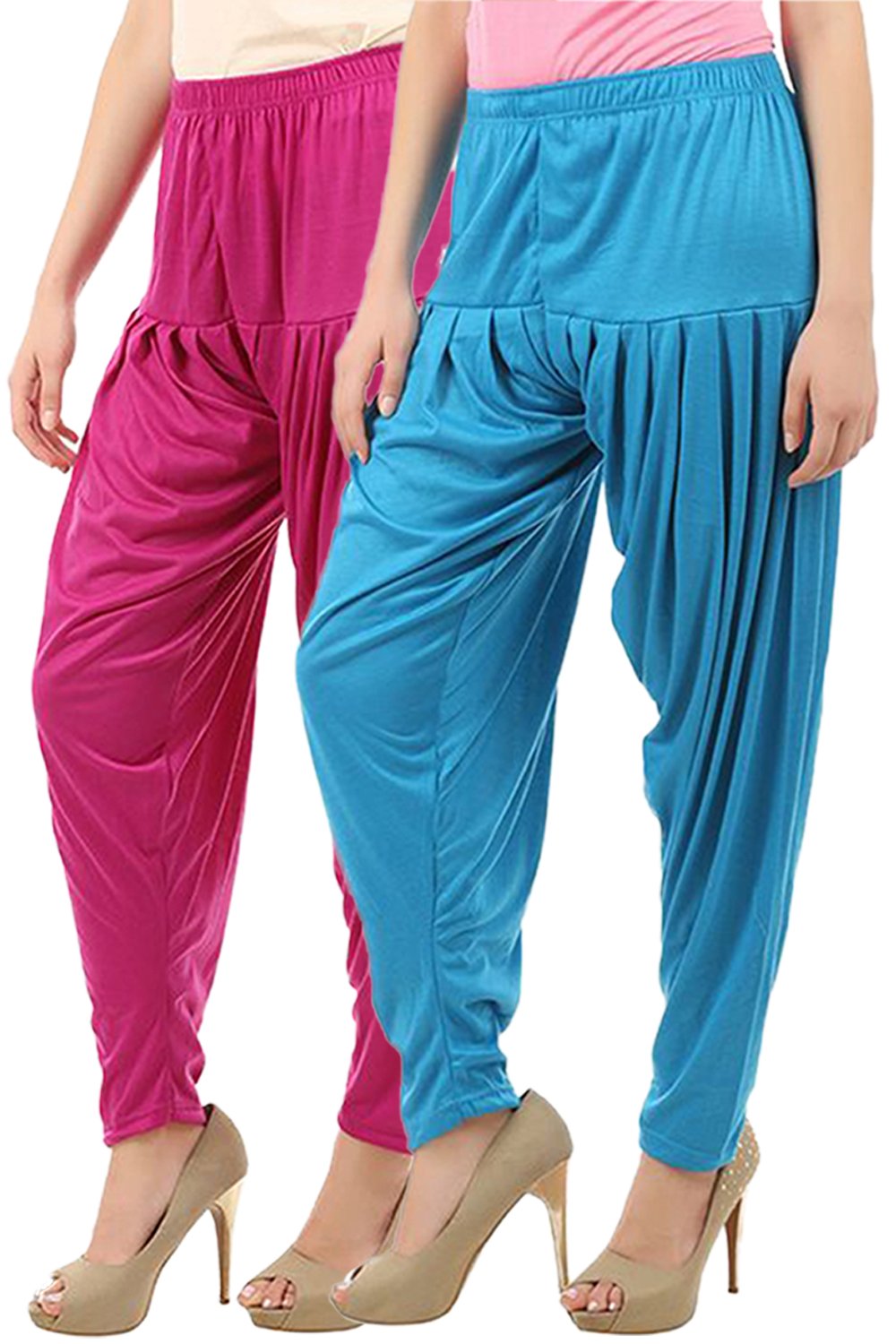 buy that trendz Women's Relaxed Fit Cotton Harem Bottoms Pants (122D2-RPnk Combo 2 Patiala Turq_Rani Pink, Turquoise_2XL)-picture-33