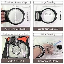 KUREIDA Hydration Bladder 3 Liter Leak Proof Water Reservoir,BPA Free,Wide Opening,Military Water Bladder Combined with Hydration Backpacks for Biking Hiking Running Camping Climbing.White