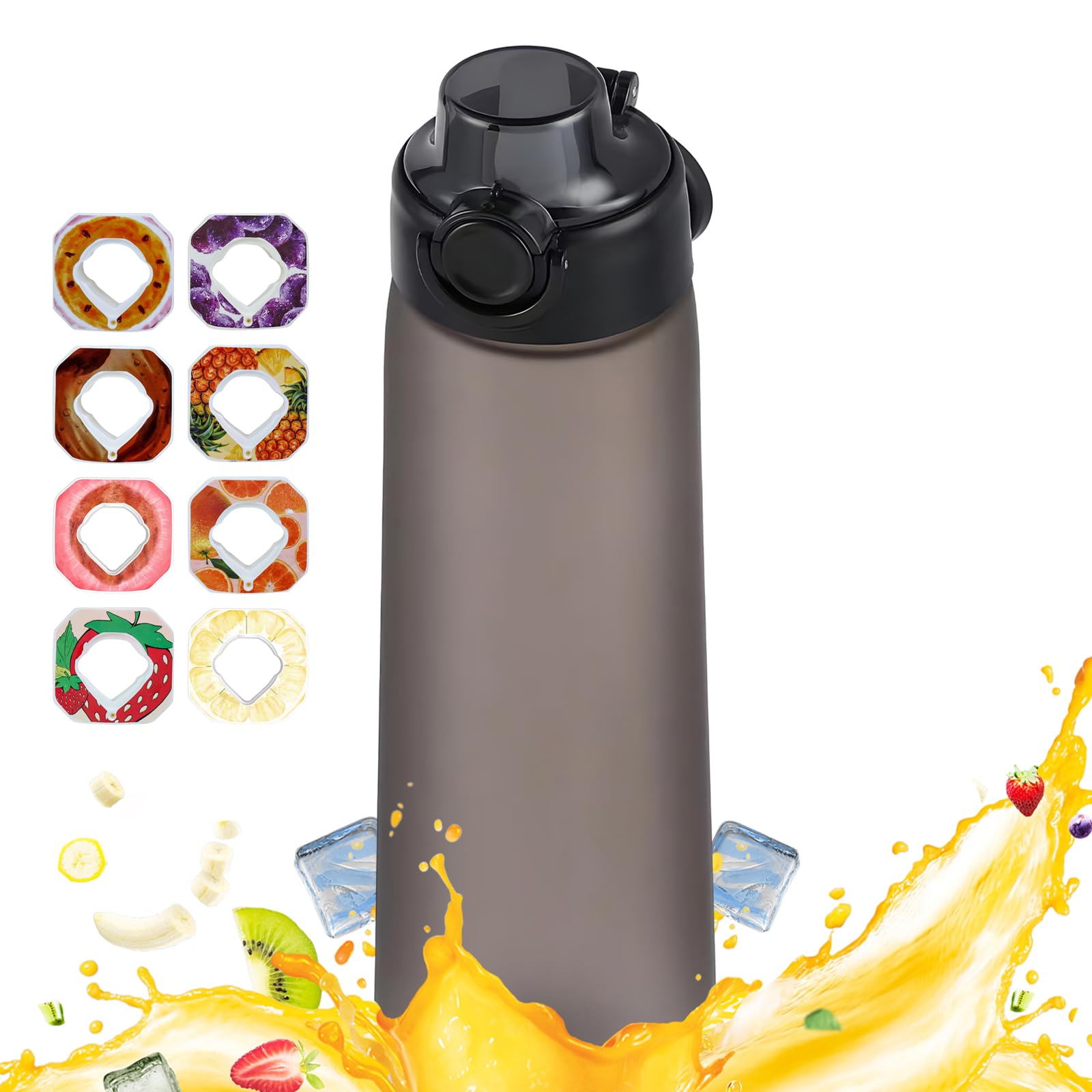 Air Gourde Up 900ML, bouteille isotherme noire givrée avec paille intégrée