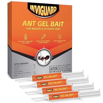 Ant Gel Bait, 4Tubes x 10-Grams, Indoor and Outdoor Use, Killer Gel for Control of Most Major Ant Species, Ready-to-Use Ant Traps for Home & Outdoor