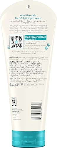 Miniatura 9 de Aveeno - Crema de gel para piel sensible, cara y cuerpo para niños con avena prebiótica, clínicamente probada durante 24 horas de hidratación para