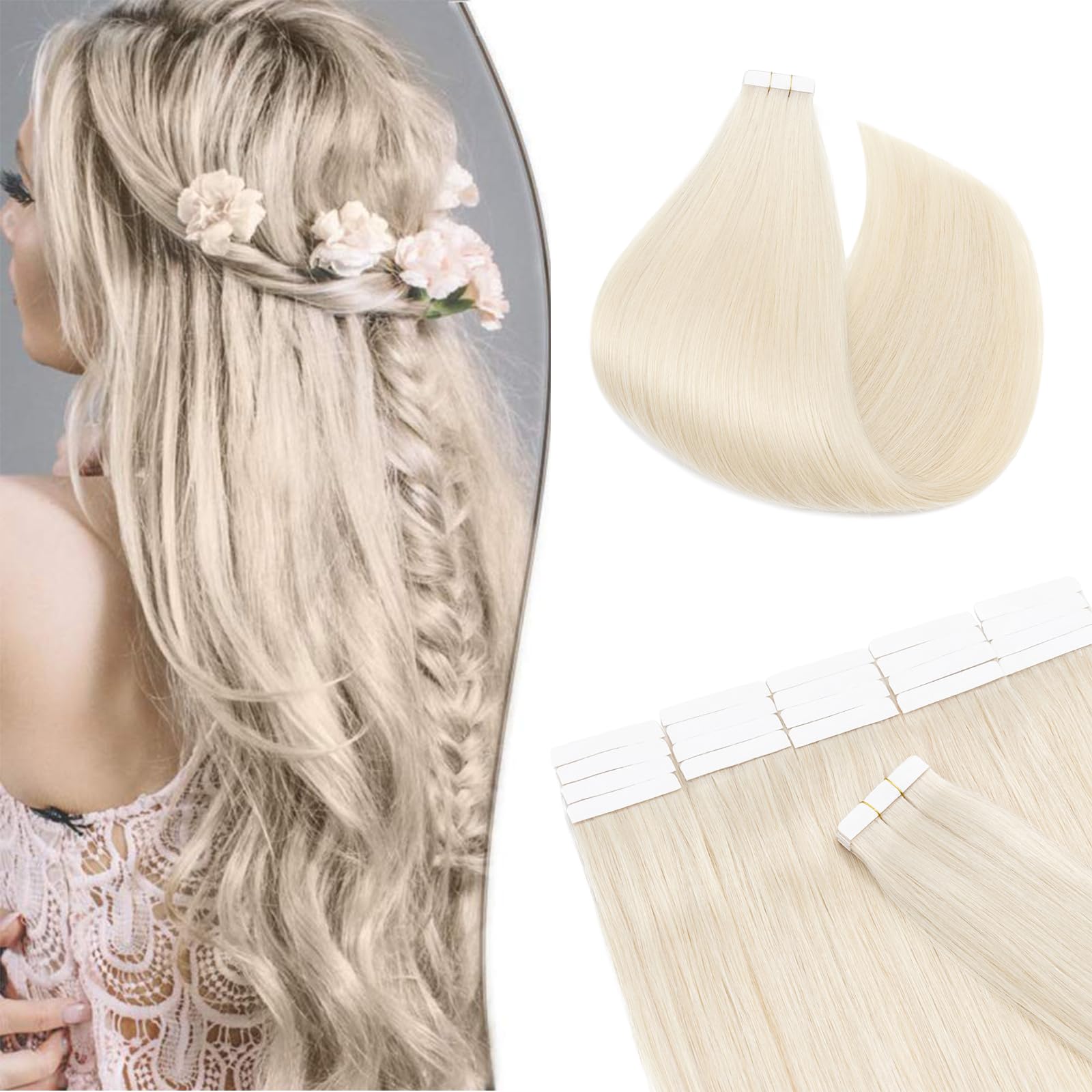 12"(30cm) SEGO 10PCS Extensiones Adhesivas Naturales Pelo Humano sin Clip [#4/27 Castaño Chocolate/Rubio Oscuro] Cabello 100% Remy Liso Balayage Tape in Human Hair (20g) — view 41