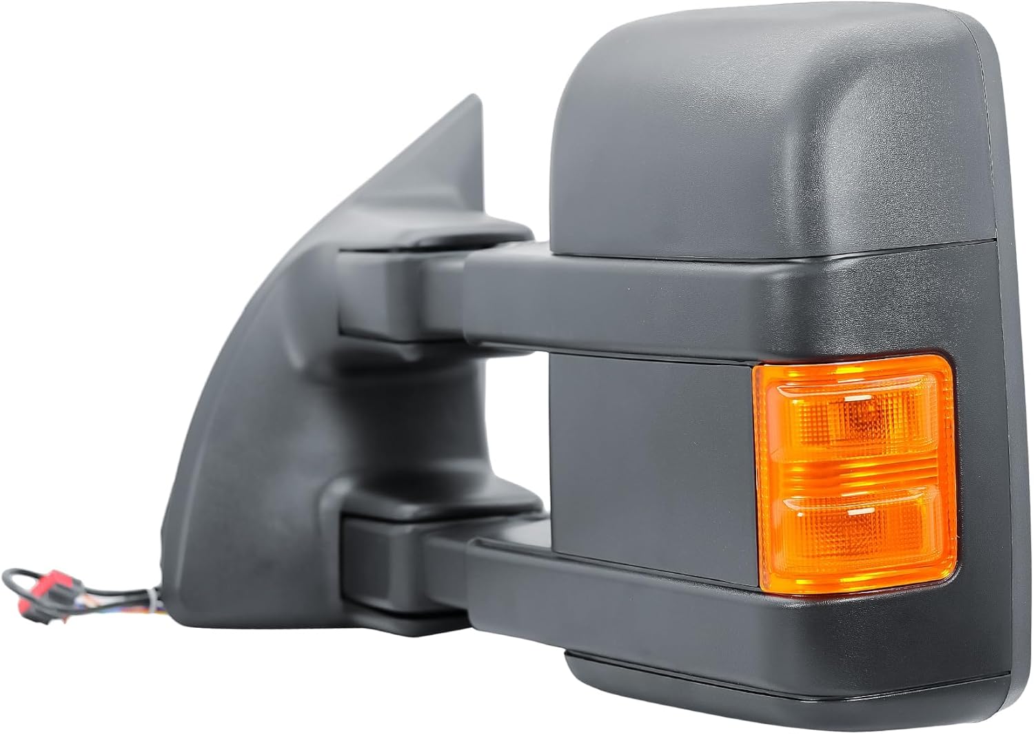 Replacement Driver Left Side Door Towing Mirror Power and Heated Glass with Chrome and Black Cap Amber Turn Signal Light Manual Fold and Telescope for 99-16 Ford F-250 350 450 550
