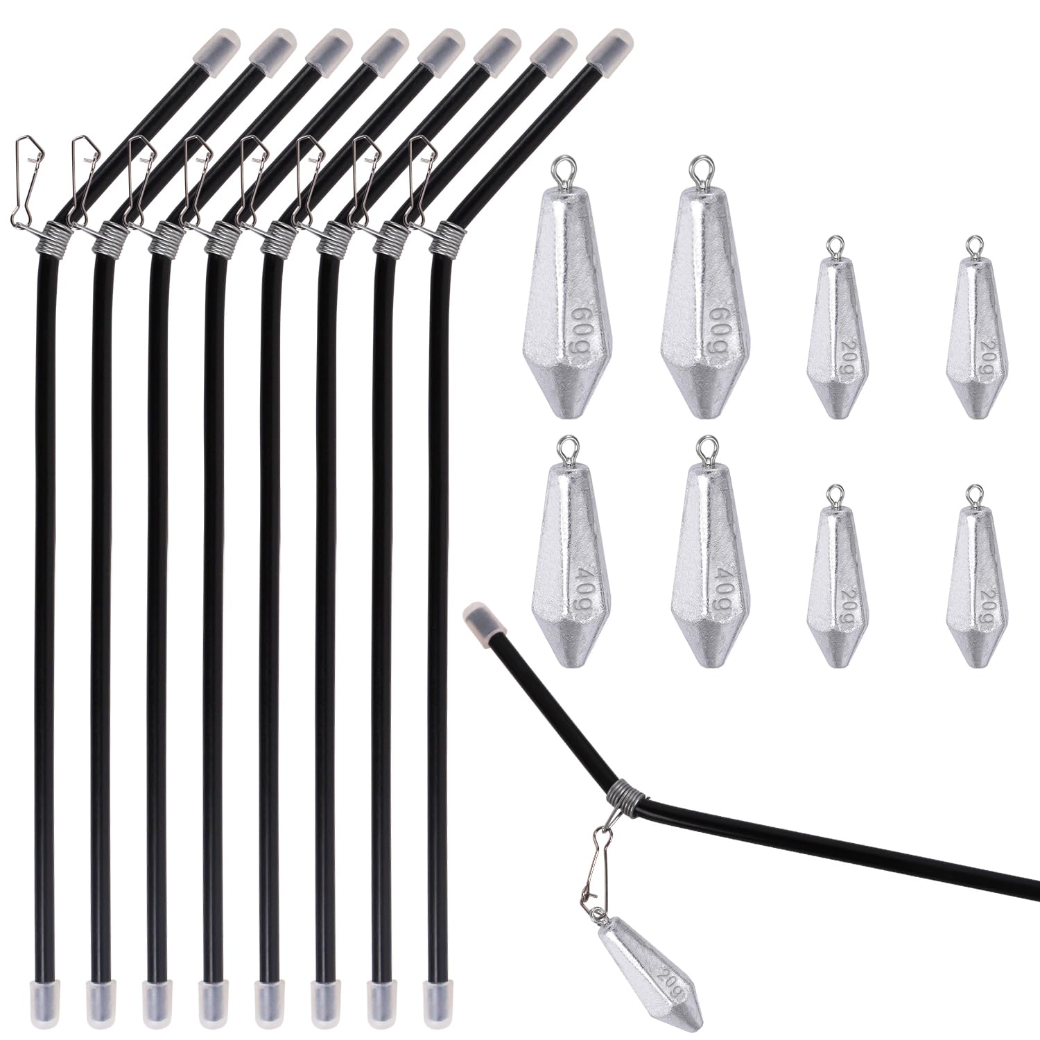 Set Piombi Da Pesca 20/40/60g - Con Anti-groviglio, Per Pesca Di Fondo E Non Solo - Foto 8