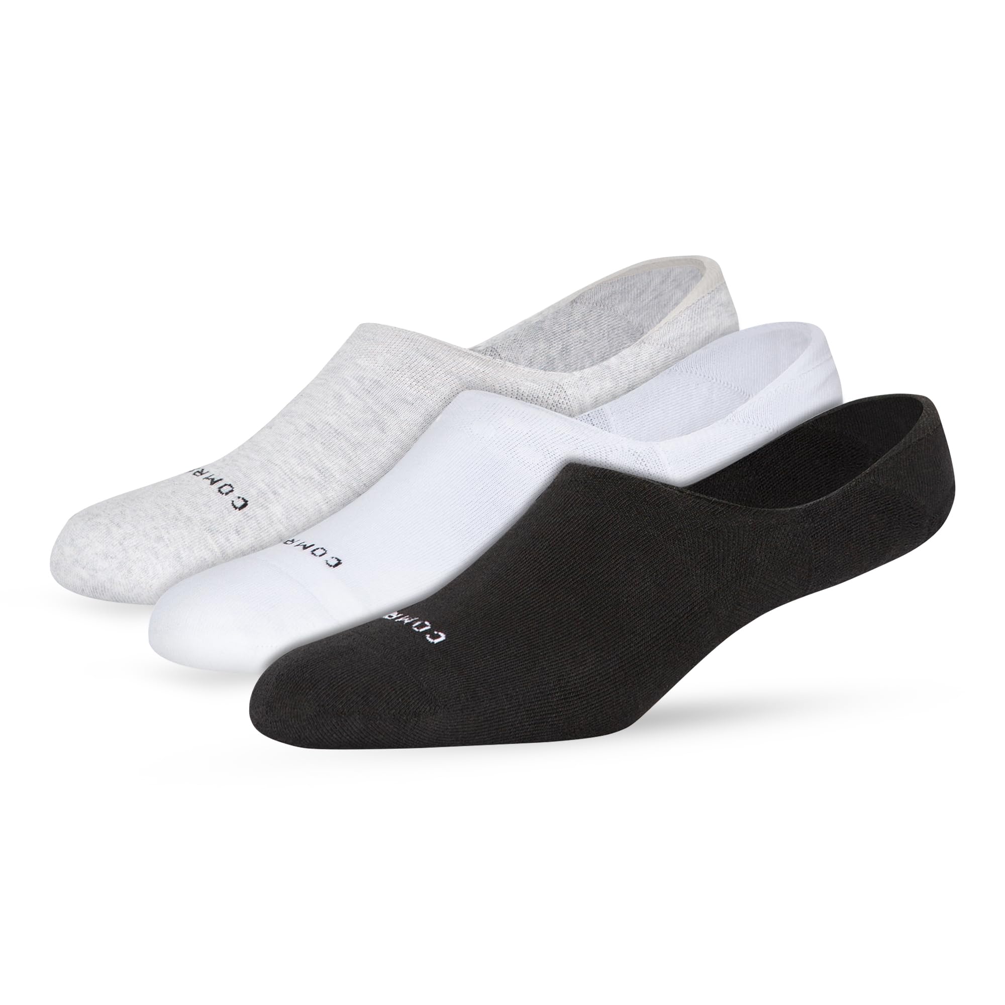 Comrad3-Pack No-Show Cotton Ankle Compression Socks with Targeted Arch Compression (White, Small) - Premium Support Socks are Thin & Breathable for Pregnancy, Nurses, & Athletes - Men & Women, White,