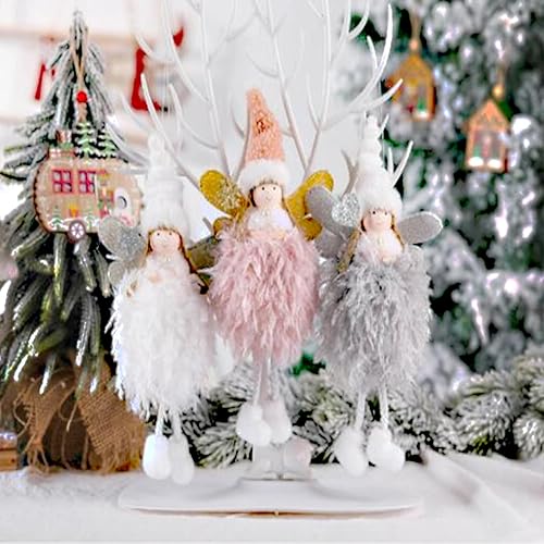 Miniatura 4 de FZBNSRKO 3 adornos de ángel de Navidad para árbol, adornos de muñeca de felpa para muñecas de Navidad, decoración colgante, colgante de muñeca de