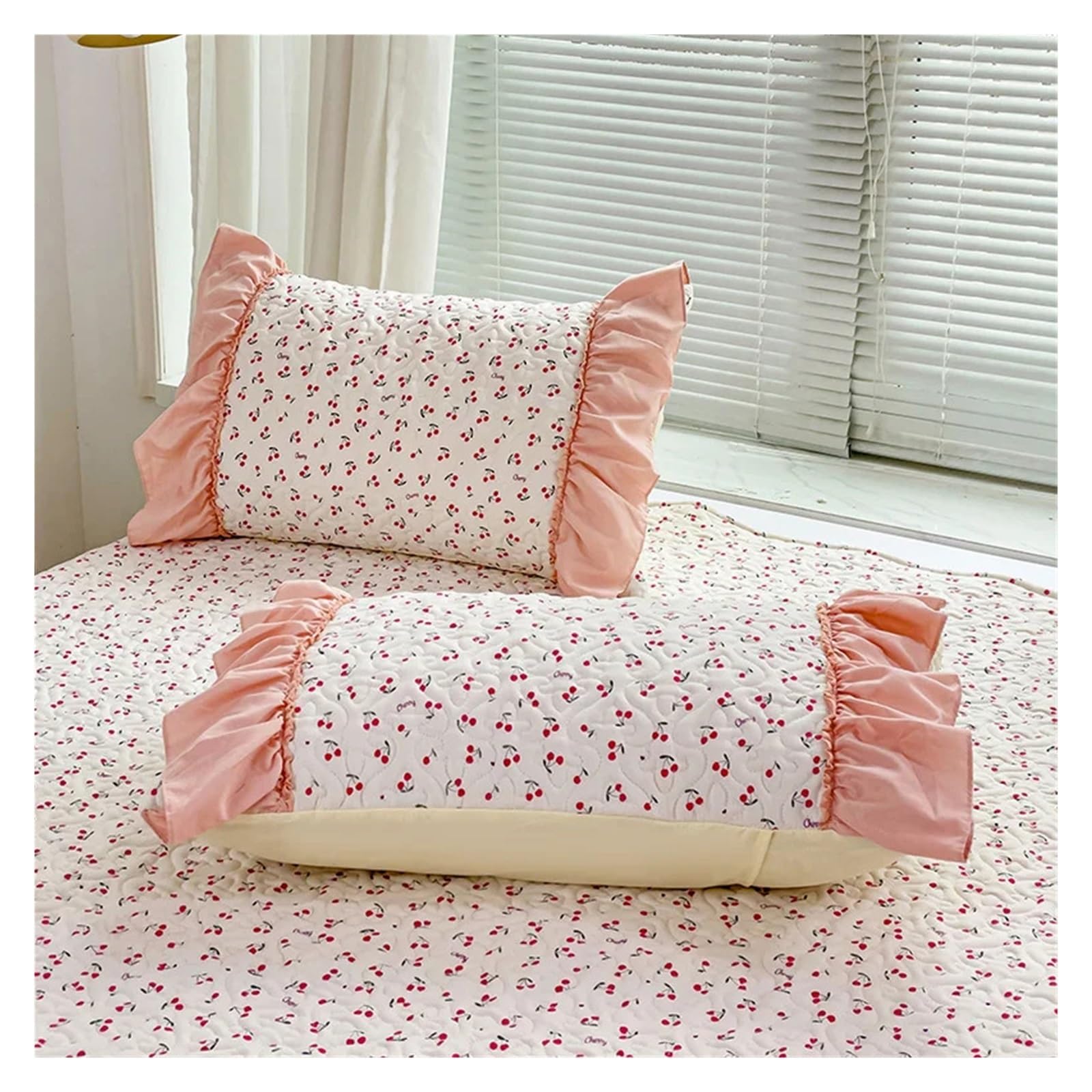 Colcha Cama Colcha Acolchada con Volantes, Ropa de Cama, sábanas Gruesas, Funda Estampada, for el hogar(Color2,200x230cm 1pc)