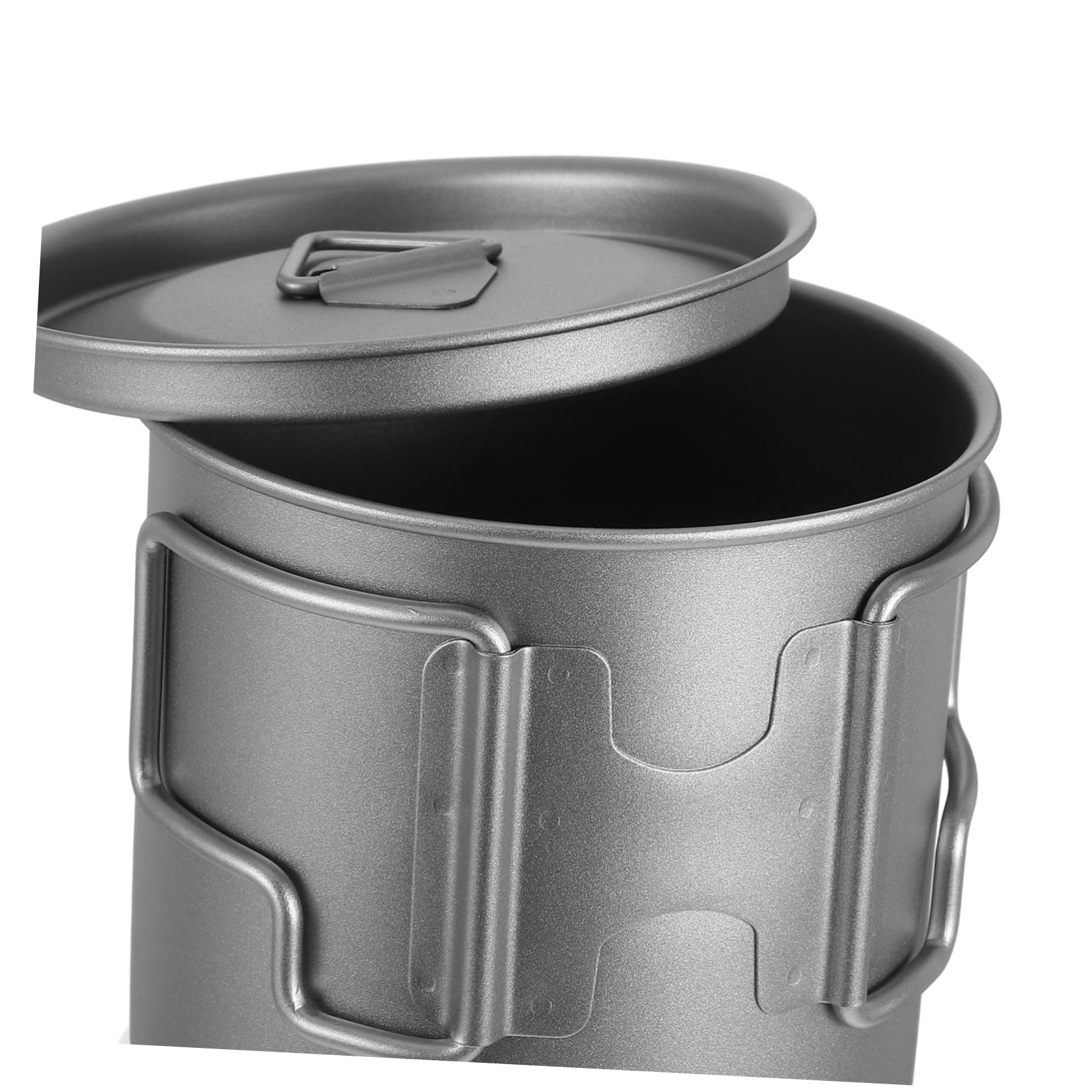 BESTYASH Titanbecher mit Deckel für Camping und Wandern Isolierter Kaffeebecher aus Titan für Trekking und Picknicks Leichter Kochbecher mit Klappbarem Griff für Outdoor-aktivitäten