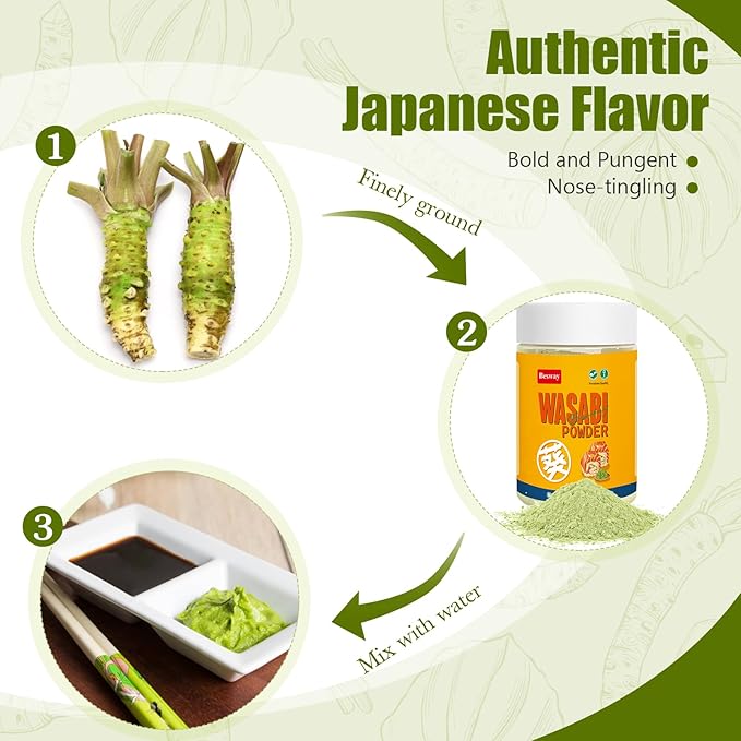 Polvo de Wasabi Besway 6 oz (170g), Sabor Japonés, Natural, Sin Gluten miniatura 3