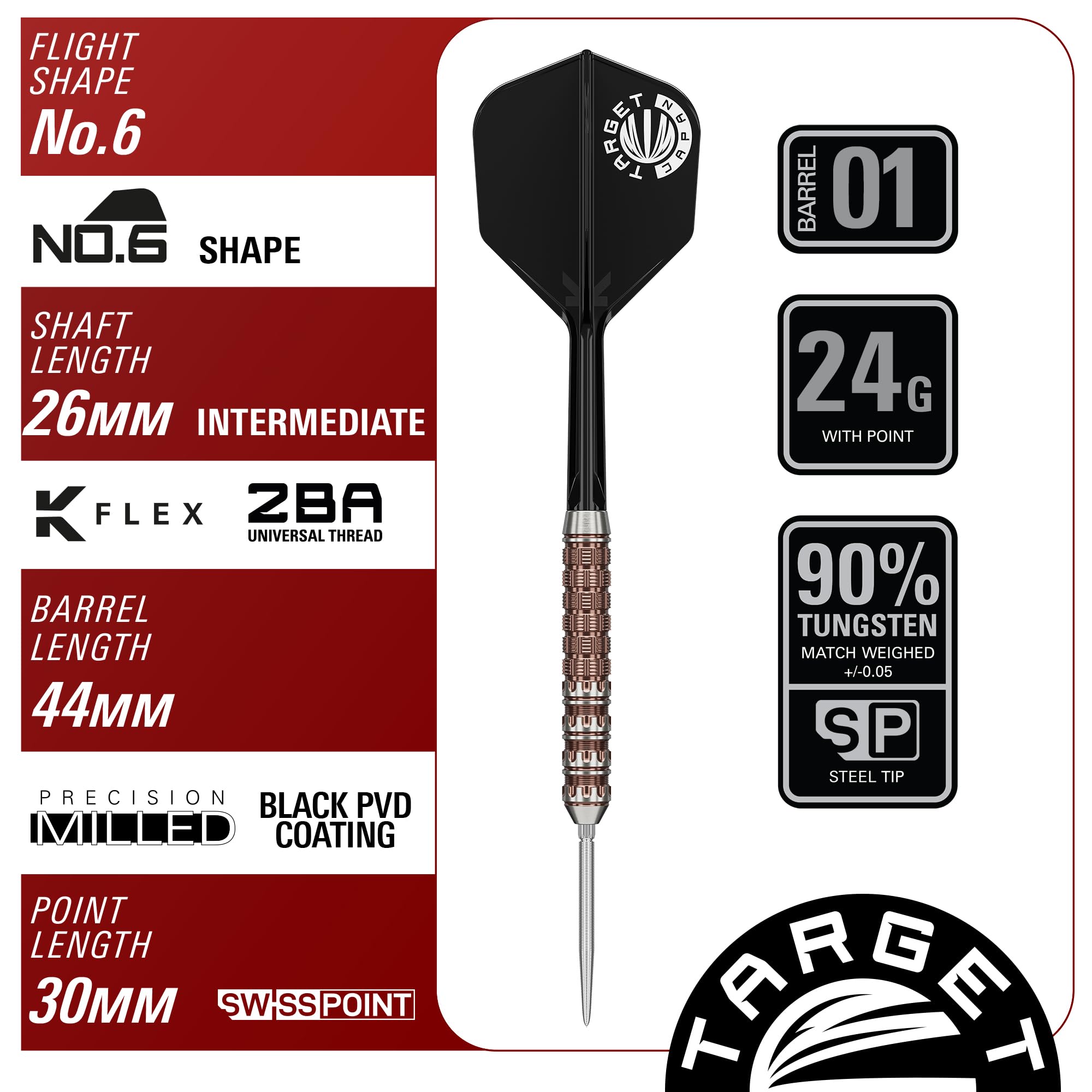 Target Japan Prime Series Raptor G6 Steel Tip Darts with Kflex