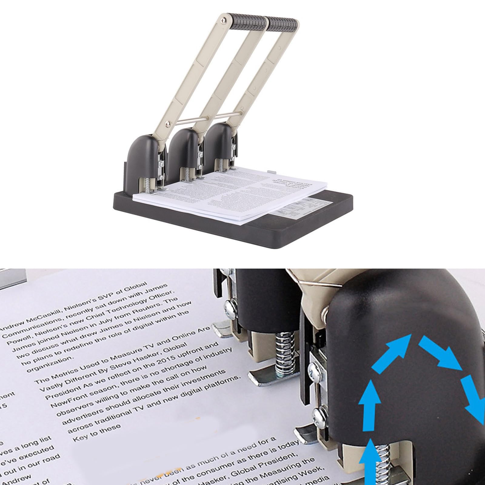 Perforatrice industriale Heavy Duty 3 Punche di carta con Duide regolabile Capacità 150 fogli per carta PVC laminati Puncher