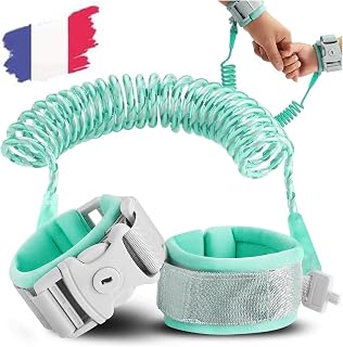 Laisse Enfant - Bracelet Enfant Sécurité VERT - Laisse Enfant Poignet de 2m - Attache Enfant Sécurité Poignet, Harnais et Poussette - Indispensable dans les lieux de foule !