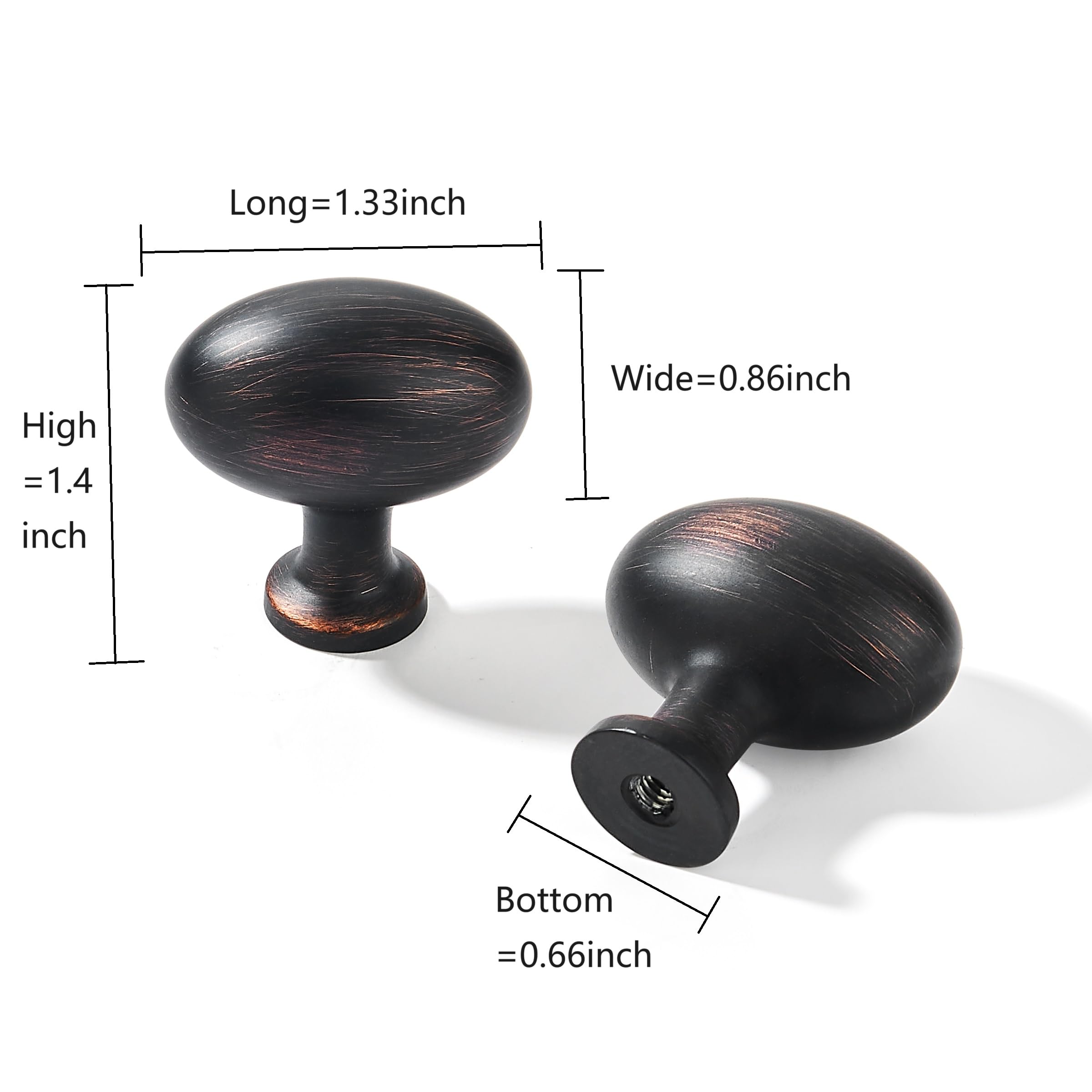 KHTUMEWARE-OVAL Oil Rubbed Bronze Cabinet Pulls CTC 1-3/8 in (35 mm) 6-Pack in Oil Rubbed Bronze — KHTUMEWARE