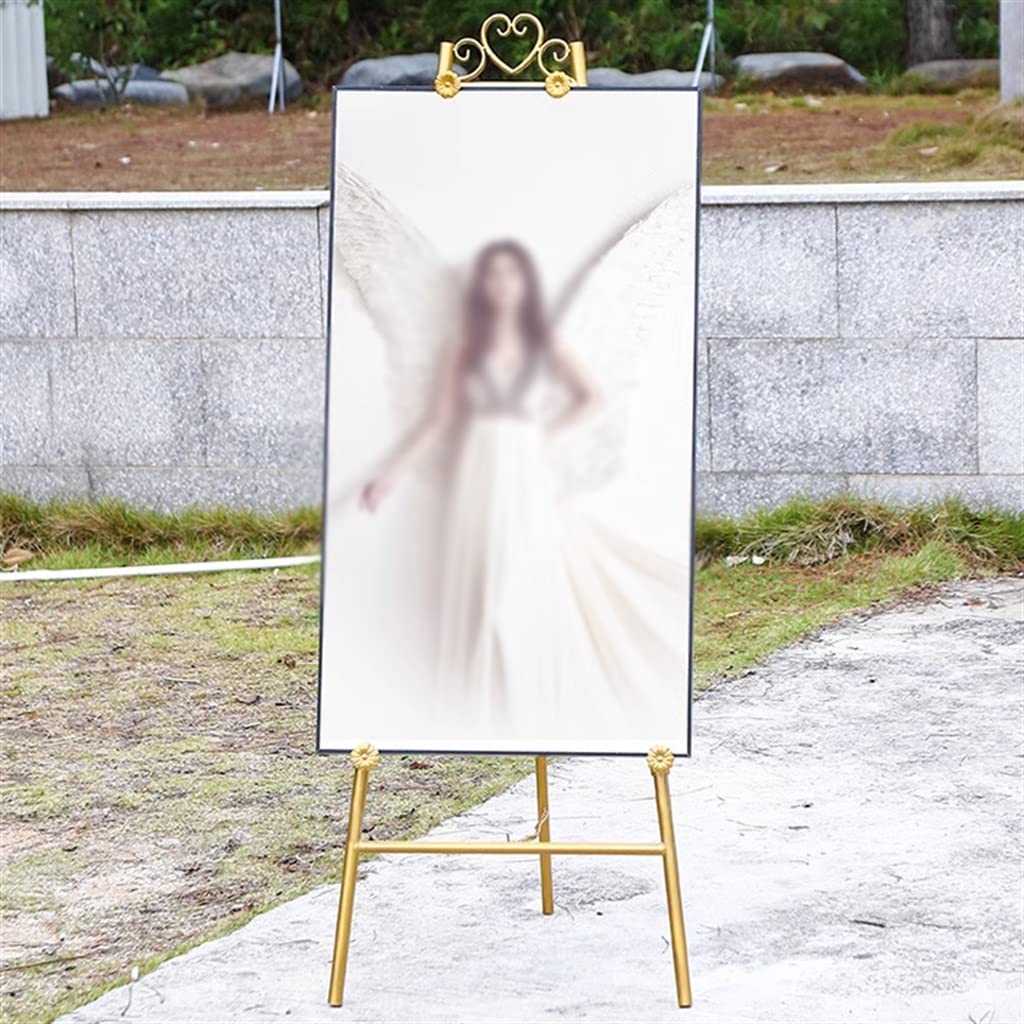 MYUYEE Wedding Iron Painting Welcome Stand Oil Painting Display Stand Wedding Easel Props Photo Frame Poster Tile Stand (Argento As Show)
