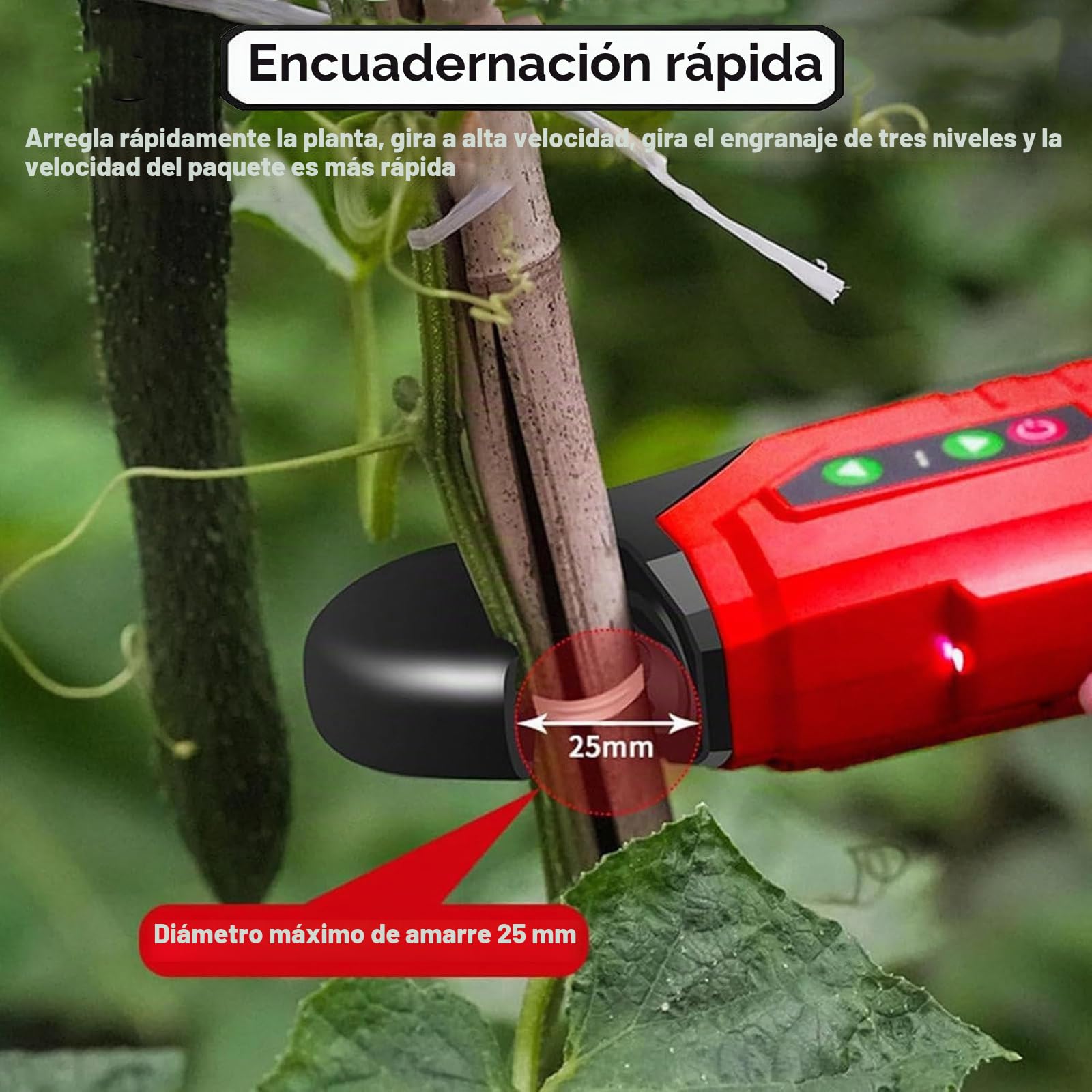 Máquina Atadora De Plantas Eléctrica De 4 Engranajes, Máquina Atadora De Vides Eléctrica De Mano con Batería, Herramienta para Atar Ramas De Jardín con Guantes para Atar Vides, Liviana
