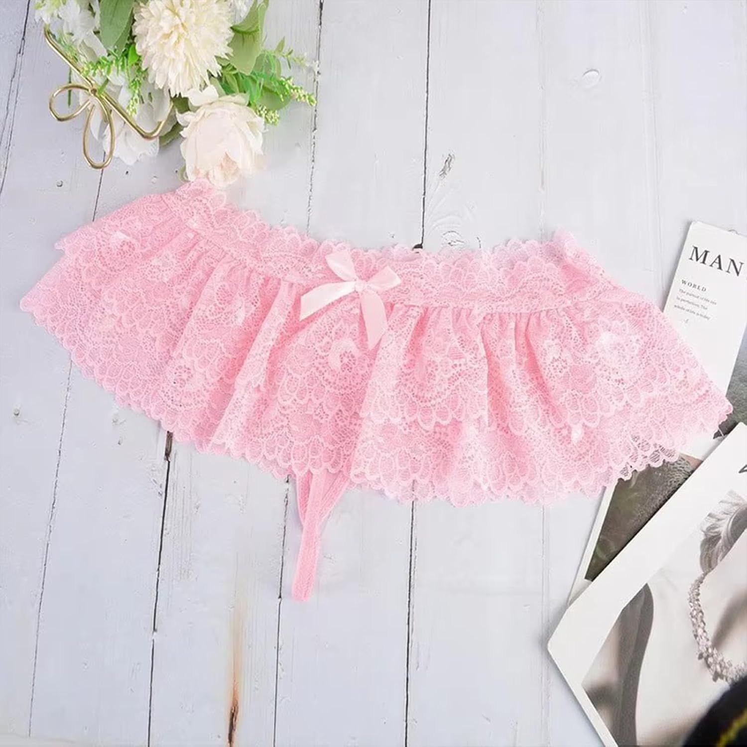Sissy Lace Panties Men Ruffled Panties Thongs Mini Skirt Thongs Gay Lingerie