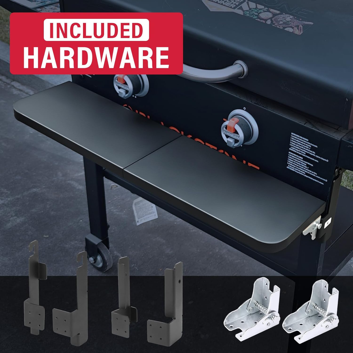 Utheer Upgraded Folding Front Shelf for Blackstone 28 Inch Griddle 1883 2415 2311 2269 1883 2147 1885, Heavy-Duty 29" × 7" Steel Prep Table, 60 lb Load, Space-Saving Fold-Flat Work Surface