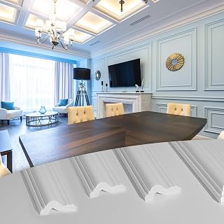 Art3d Wall Molding Trim - 4-Pack Polystyrene Wainscoting Panels, Paintable & Moisture-Resistant, Easy Adhesive Installation for Interior Décor in Living Room, Bedroom & Office, 32 ft. Coverage (White)
