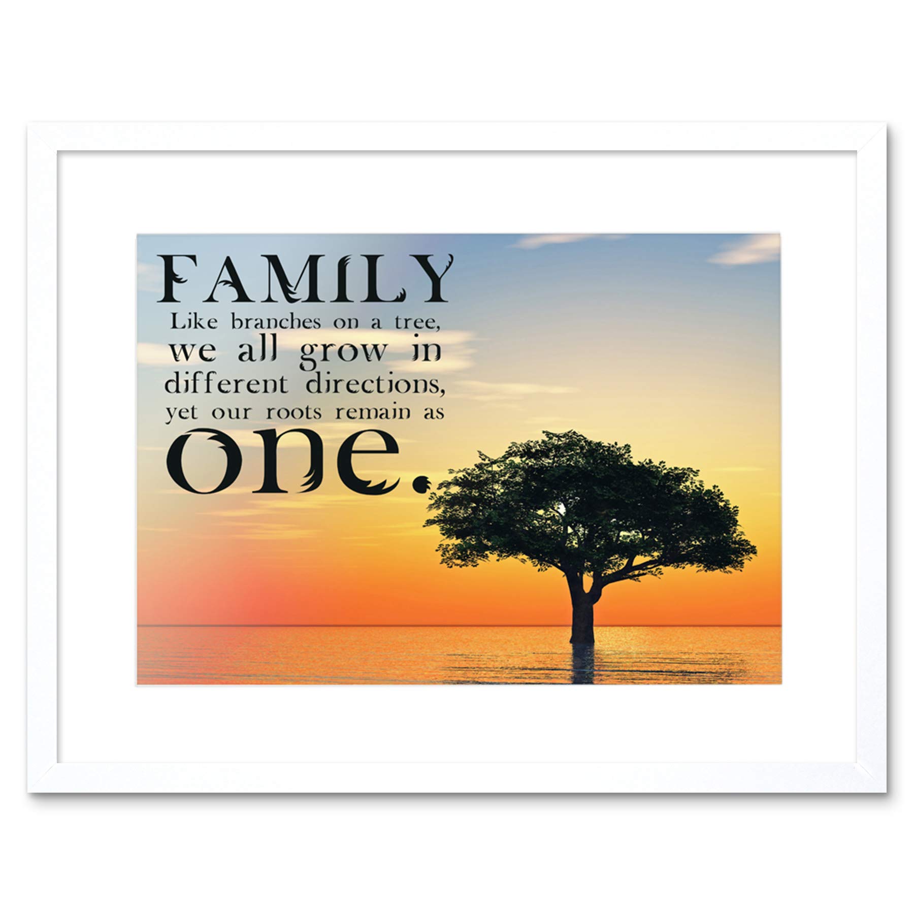 Wee Blue Coo Quote Family Roots Branches Sunset Framed Wall Art Print