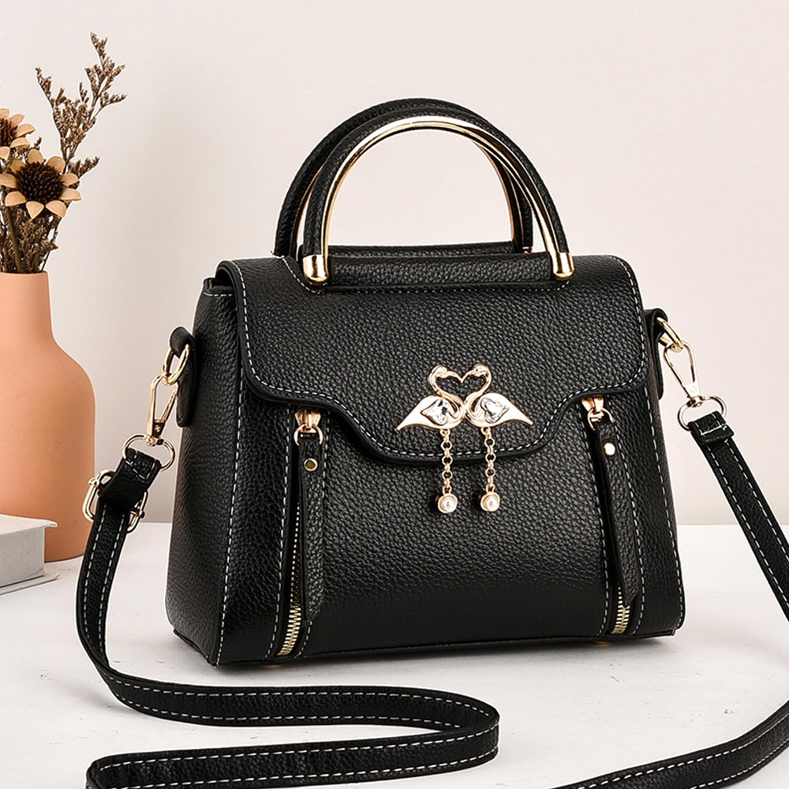 NICOLE & DORIS Bolso Bandolera Mujer Pequeños Bolso de Hombro Cuero PU Bolsos de Mano Crossbody Bolsos Cruzados para Movil Bolsos de Fiesta Negro