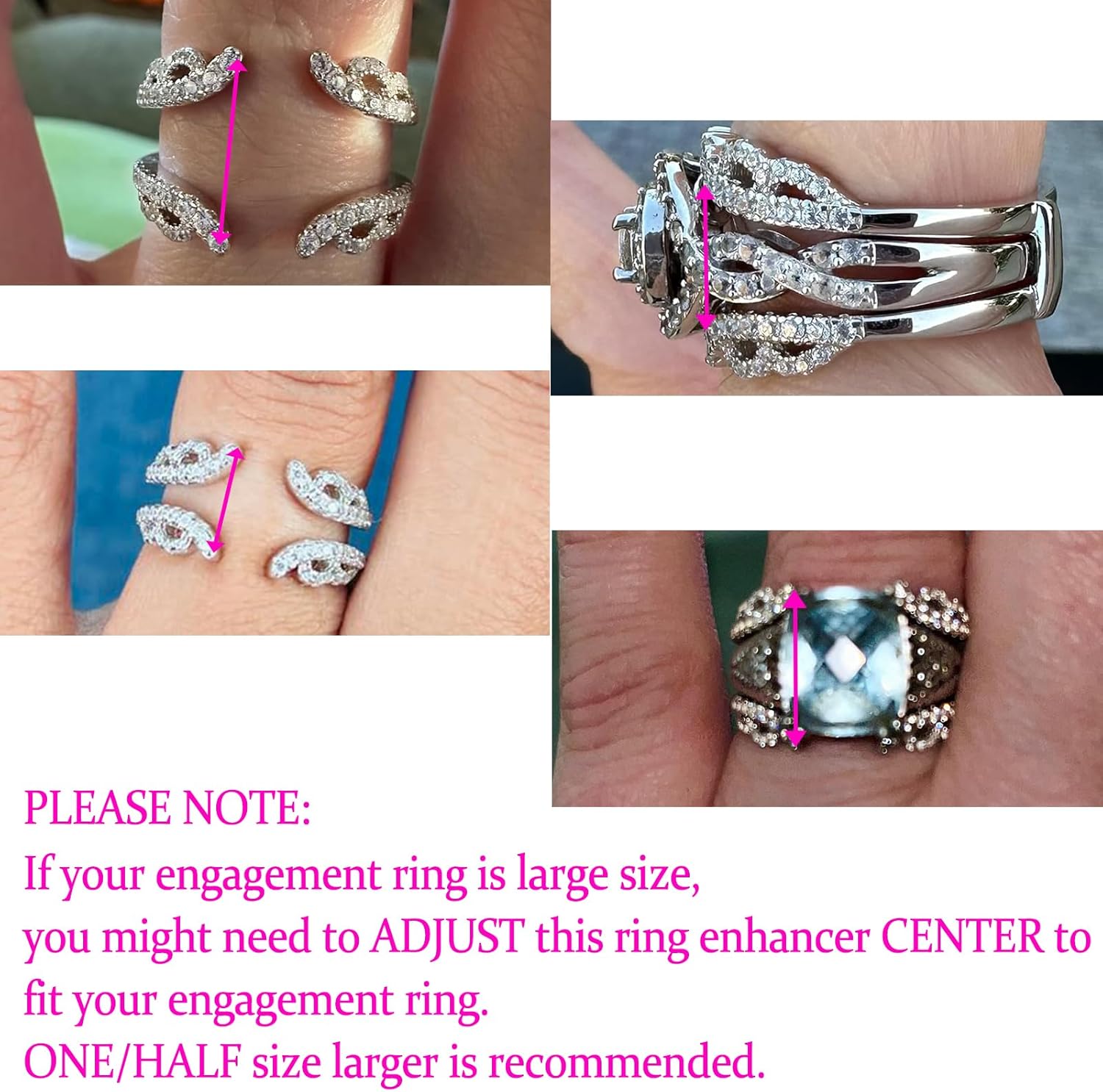 Ring Enhancer for Engagement Rings Vintage Guard Wrap Wedding Band for Women 925 Sterling Silver Cubic Zirconia Cz Size 5-10 - Image 6