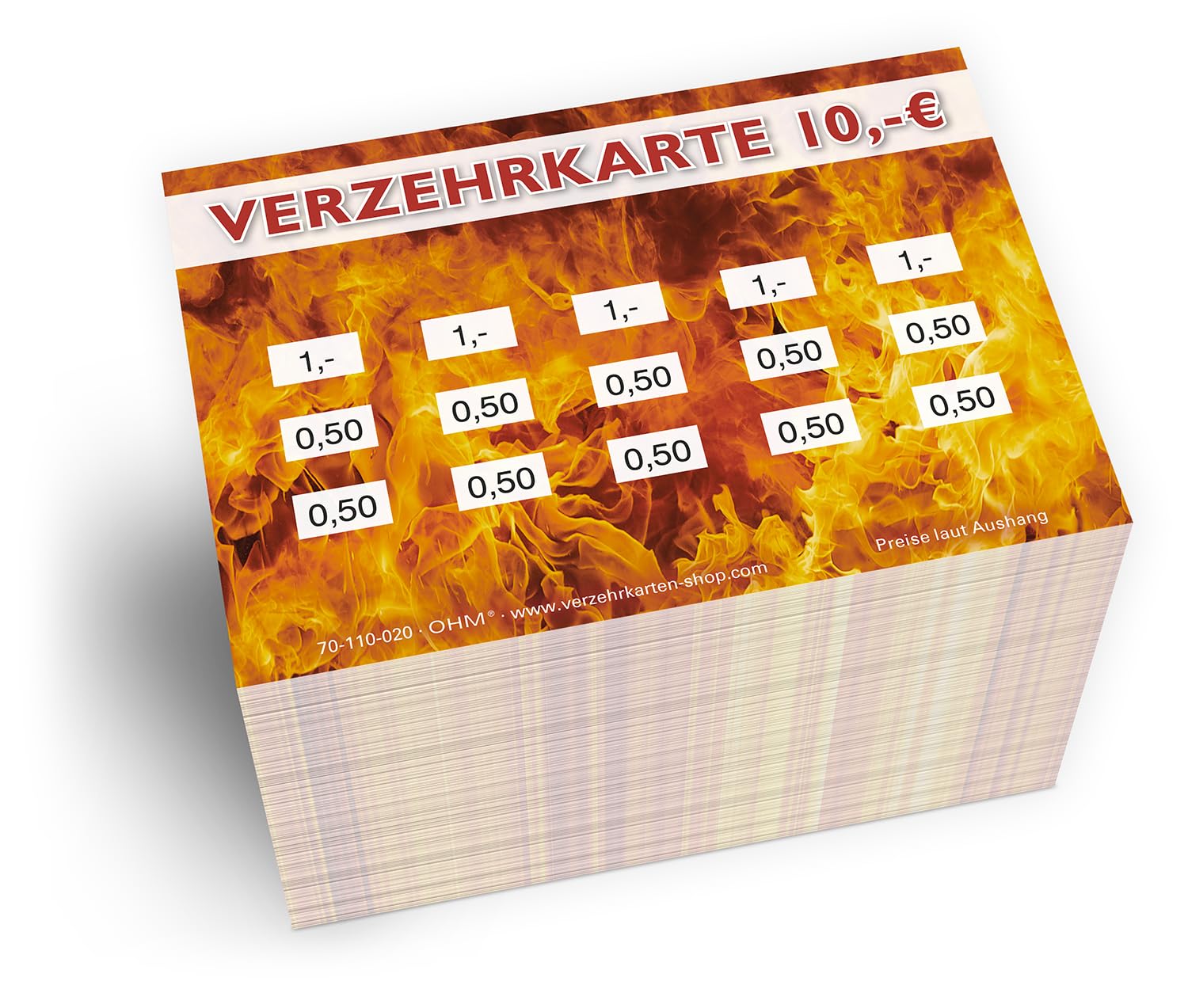 250 Verzehrkarten Grill DIN A7, Gesamtwert 10 Euro, praktische Alternative zu Wertmarken, für Vereine, Gastronomie etc., einfaches bargeldloses Bezahlen