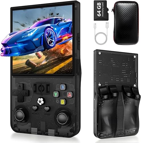 Consola de juegos portátil retro R36MAX  Más de 18,000 juegos clásicos, pantalla IPS de 4.0 pulgadas, sistema Linux, almacenamiento de 64 GB, tu