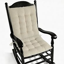 ELFJOY Corduroy Rocking Chair Cushions Indoor 2 Piece Set Cream