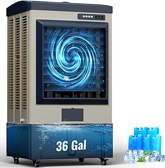 8979CFM Swamp Cooler, 58" Evaporative Air Cooler with Continuous Auto Fill, 3 Speeds, 120° Oscillation, Portable Cooling Fan for Large Room, Outdoor Air Conditioner for Patio, Garage, Shop
