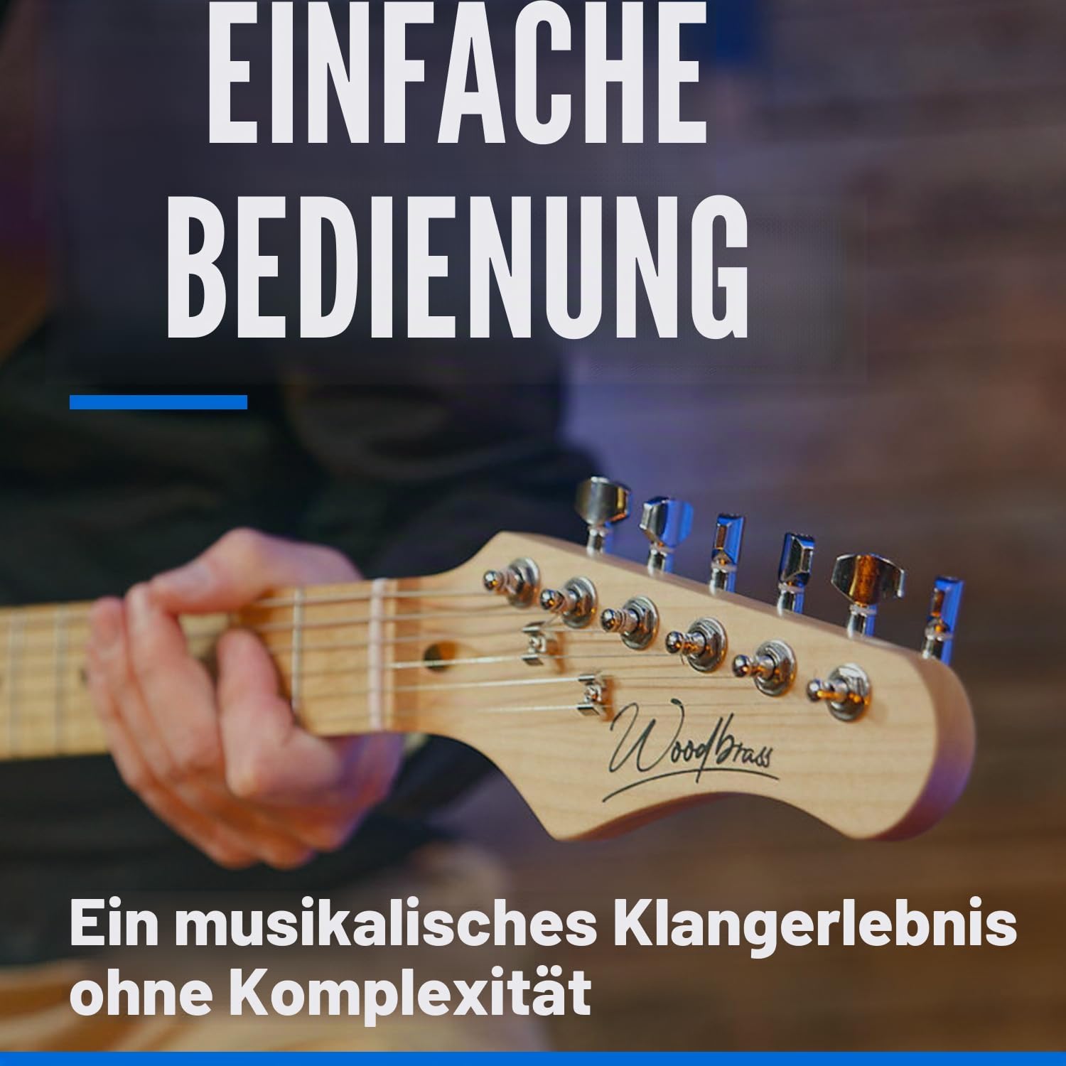 Woodbrass ST100 E-Gitarre, Schwarz, vielseitige Gitarre, ideal für Anfänger, Korpus ST-Form, amerikanische Linde, Ahorngriffbrett, Rock-Stil, Pop, Funk, Country, Hardware, Metall
