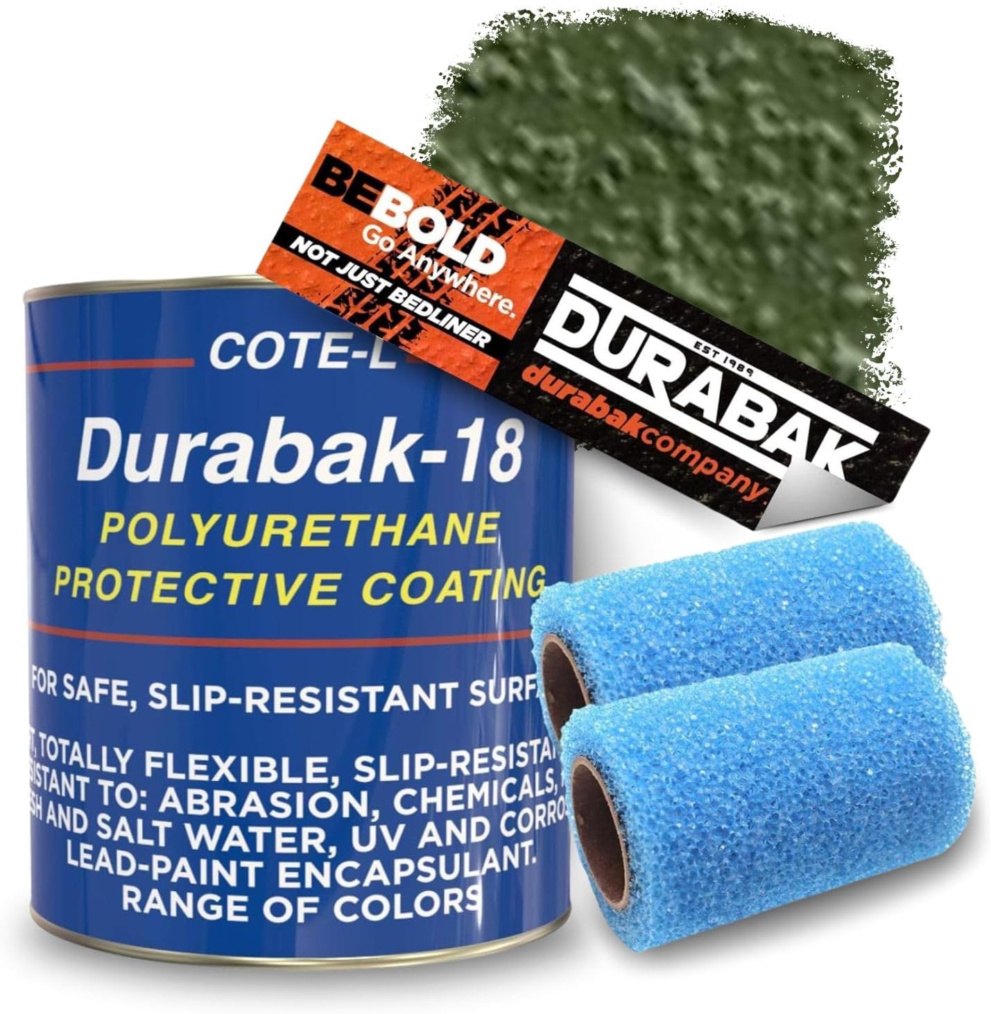 Durabak-18 Textured Truck Bed Liner Gallon KIT - Roll On Coating | DIY Custom Coat for Bedliner and Undercoating, Auto Body, Automotive Rust Proofing, Boat Repair (Gallon, Military Olive)