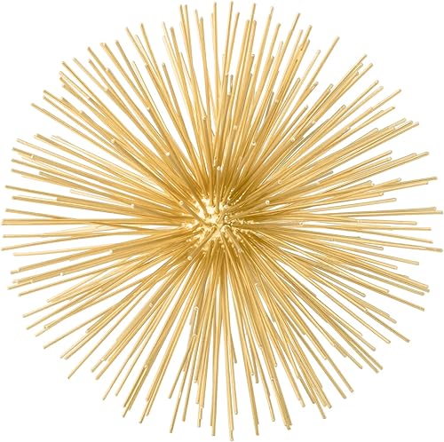 Torre & Tagus Decoración de esfera dorada de 7 pulgadas (bola de metal de acero)  Decoración de mesa de estrella para decoración, objetos