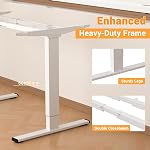 ERGOMAKER Dual Motor 2 Stage Electric Height Adjustable Standing Desk Frame, Standing Desk Legs Sit to Stand Office Desk Frame for Home Office, White