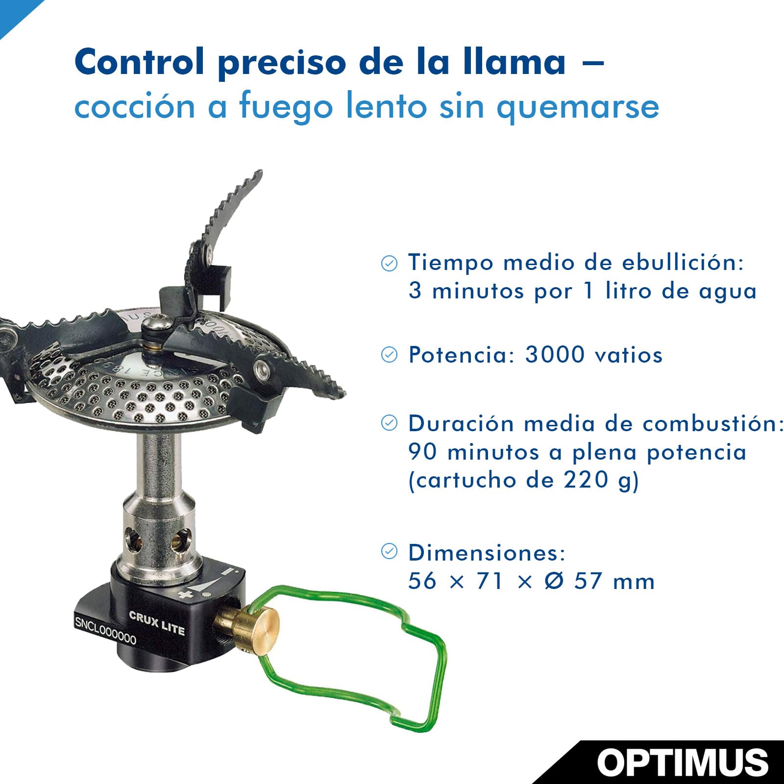 OPTIMUS Crux Lite Solo Gas Cooker Set 3000 W - Camping Stove with Pot
