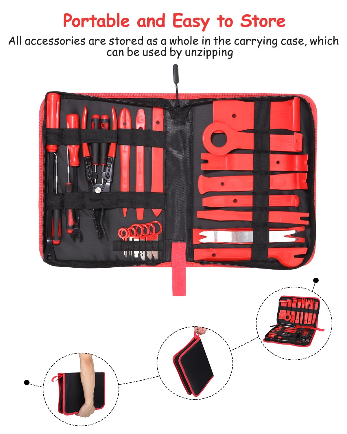 39 Pezzi Kit Smontaggio Pannelli Auto, Riparazione Auto Pry Strumento con custodia, Nylon Smontaggio Attrezz per Riparazione Ricambio per Auto Porta Pannello, Radio, Cruscotto Auto (Rosa）