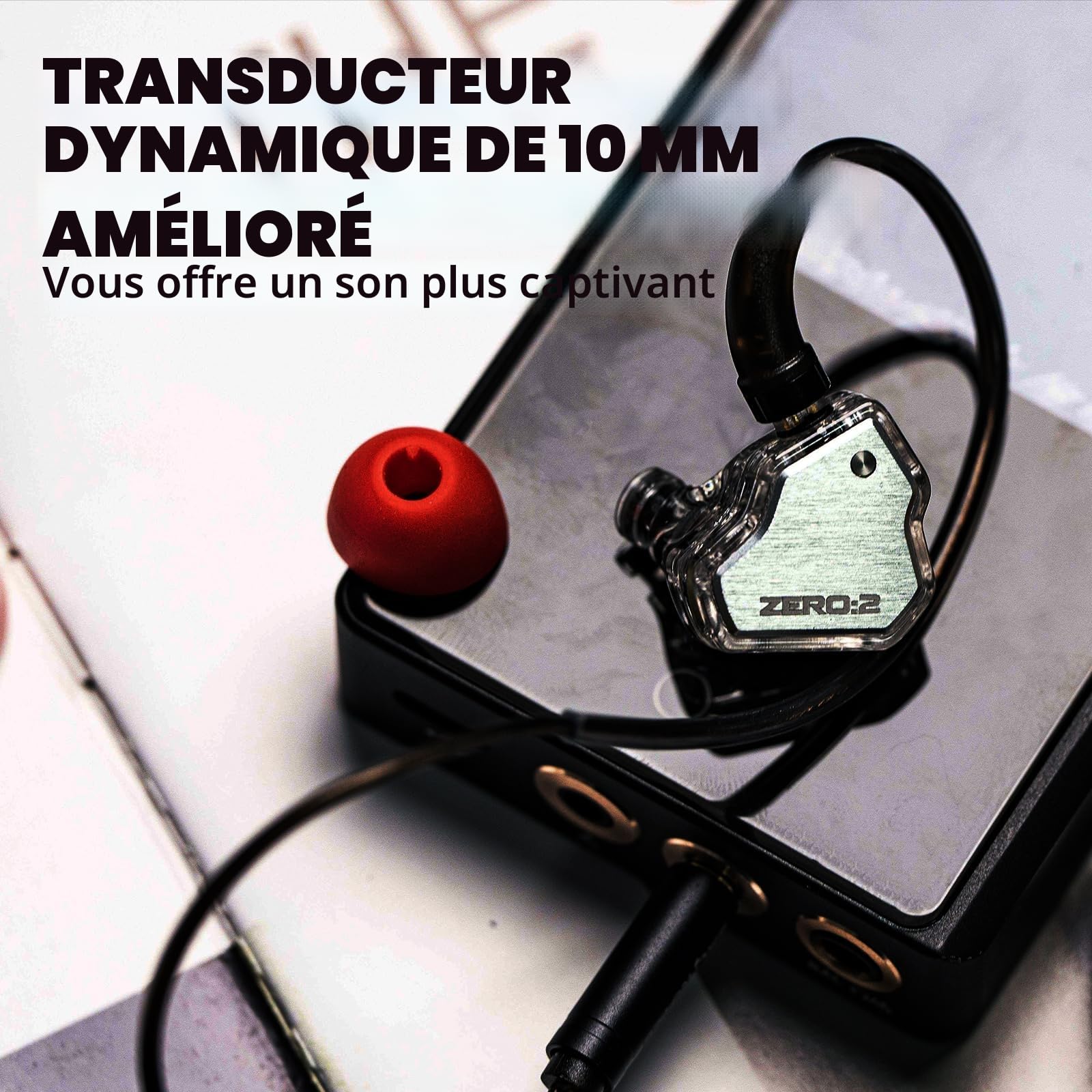 Linsoul 7Hz x Crinacle Zero:2 Écouteurs Intra-Auriculaires, Casque d'écouteur avec conducteur Dynamique de 10 mm, Moniteur Intra-auriculaire filaires de Jeu, avec câble IEM OFC(sans mic,Argent)