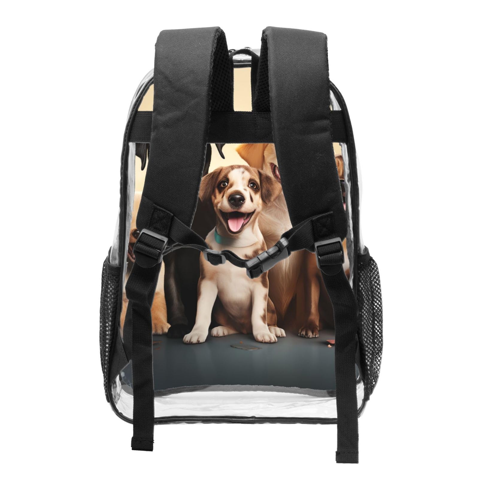 Dogs Happy Party Clear Backpack Heavy Duty PVC Transparent Backpacks Large See Through Bag for Work Travel